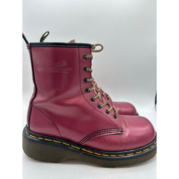 Vintage Dr Martens 8795 RED MADE IN ENGLAND leather Metallic boots England WM 8 - Picture 6 of 12